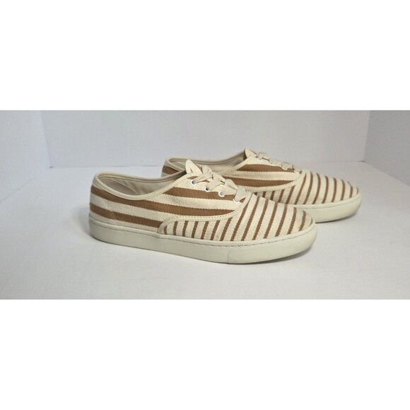 Soludos Classic Lace Up Sneaker Women's Sz 10 - Preowned - Brown & White Stripes - Picture 2 of 7